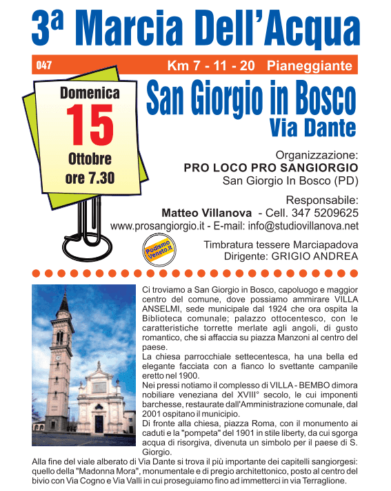 San Giorgio in Bosco " Marcia dell'Acqua "